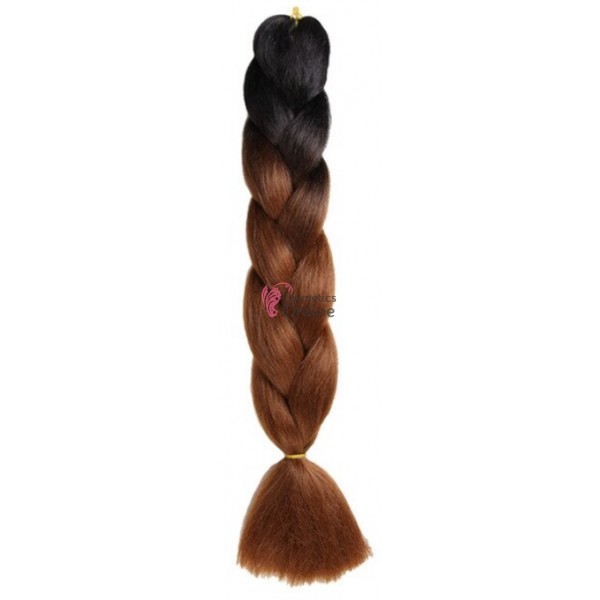 Coada de par afro impletita Premium  Ombre 2 de 60 cm Brunet-Saten Mediu B22